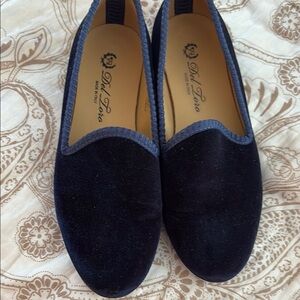 Del Toro Blue Flats Elegant Velvet Loafers